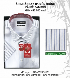 Áo Ngắn Tay Truyền Thống Vải Kẻ Bamboo - G704