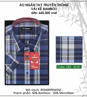Áo Ngắn Tay Truyền Thống Vải Kẻ Bamboo - G761