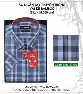 Áo Ngắn Tay Truyền Thống Vải Kẻ Bamboo - G730