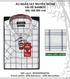 Áo Ngắn Tay Truyền Thống Vải Kẻ Bamboo - G708