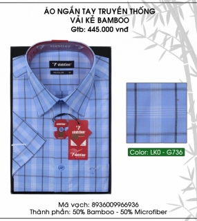 Áo Ngắn Tay Truyền Thống Vải Kẻ Bamboo - G736