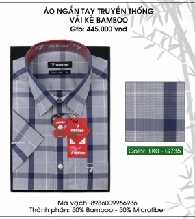 Áo Ngắn Tay Truyền Thống Vải Kẻ Bamboo - G735