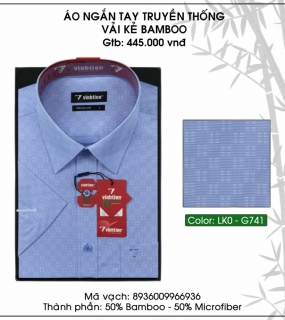 Áo Ngắn Tay Truyền Thống Vải Kẻ Bamboo - G741